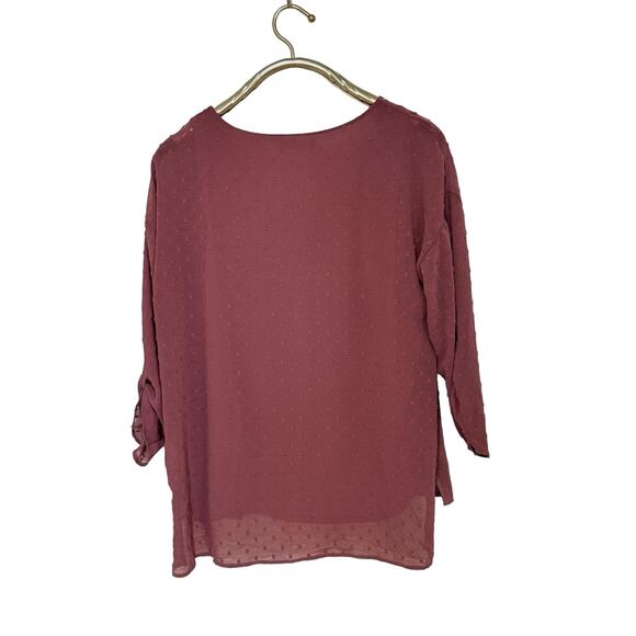Beacon Apparel Shiloh Clipdot Magenta Mauve Blouse L - Picture 3 of 3